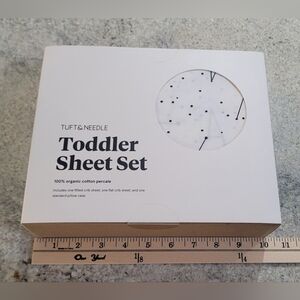 NIB Tuft & Needle Toddler Crib Sheet Set White Black Constellation 100% Cotton